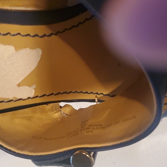 Nine West Navy Lara Striped ~4" Wedge Sz. 9 Sandal - Picture 11 of 13